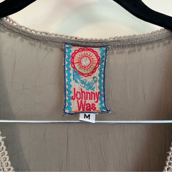 Johnny Was gray embroidered tunic top - Picture 6 of 6